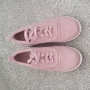 Pink suede sneakers